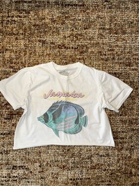 goodie two sleeves Jamaica Fish Tee – Mint & Pink Fish Print